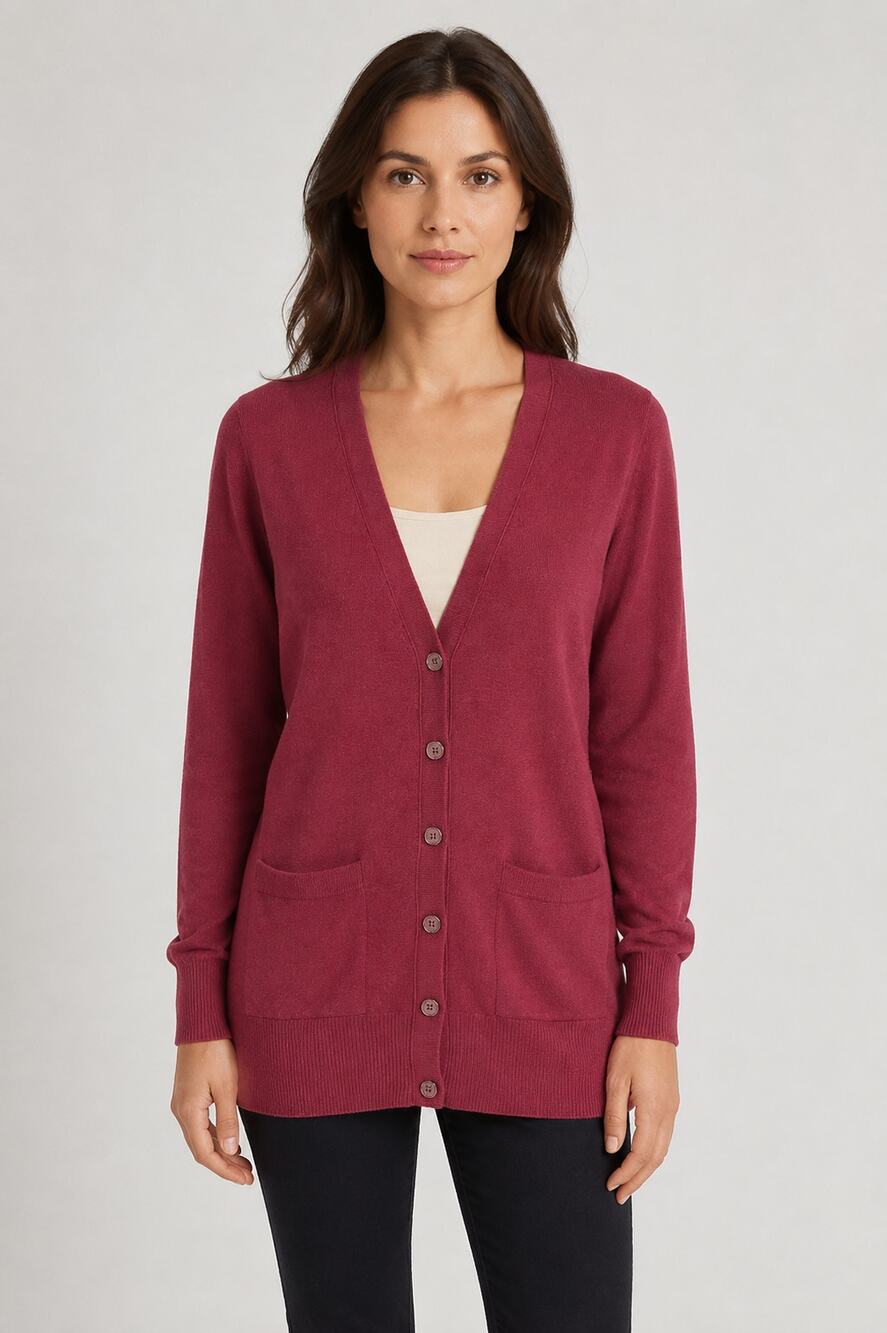 J Crew Classic Merino Wool Long Cardigan Sweater Womens XS Pockets Red